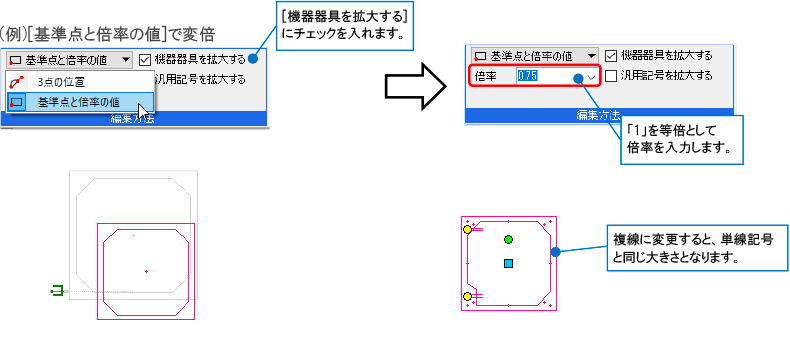 Q 機器器具の単線記号の大きさを変えたい 株式会社ｎｙｋシステムズ